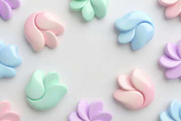 Obraz premium Abstract pastel flower silhouettes in seamless minimalist pattern