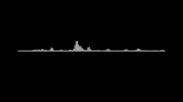 Audio waveform animation with media control for sound music visualization sound wave animation on black background. The audio waves icon animates with rhythmic pulses.