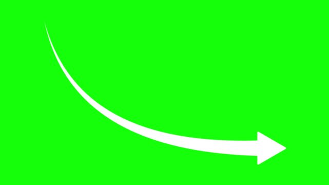 Arrow Moving Down Then Extending Horizontally on Green Background