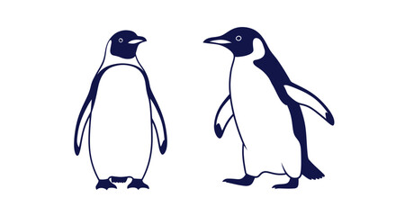 Fototapeta premium Two Emperor Penguins Standing Together Isolated on White Background