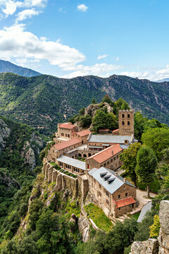 Abbey of Saint Martin du Canigou. Pyrenees-Orientales department in France, founded by monks of the Benedictine order