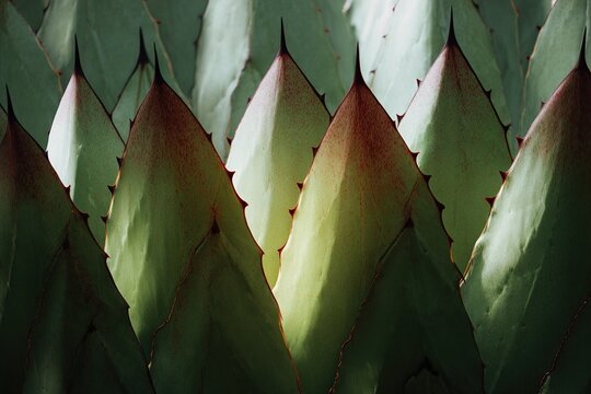 Pointed Agave Leaves with Green to Brown Transition