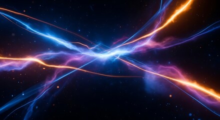 Obraz premium Vibrant Electric Light Trails in Space.