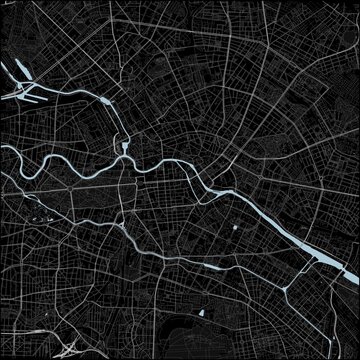 Berlin City Street Map Poster Print JPG Minimalist Black White Monochrome Wall Art