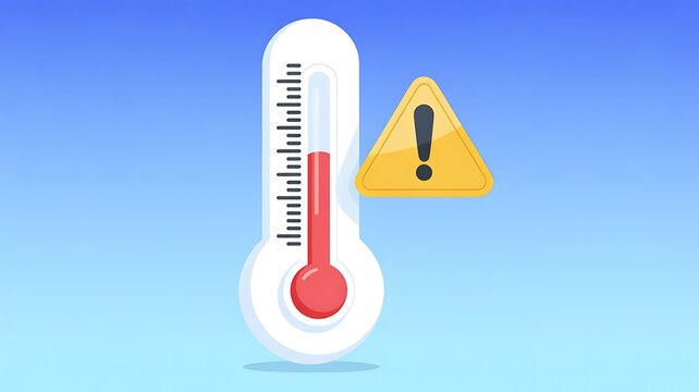 Heat warning, thermometer, caution sign, high temperature, danger icon