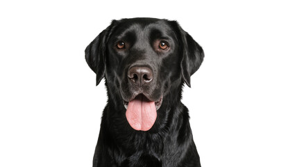 Black Labrador Retriever dog with tongue out, isolated on transparent background © Giulia