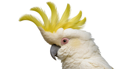 White cockatoo with yellow crest, isolated on transparent background © Giulia