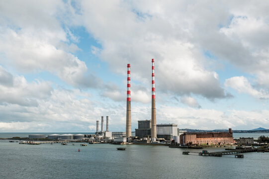 The Poolbeg Chimneys in Dublin, Ireland