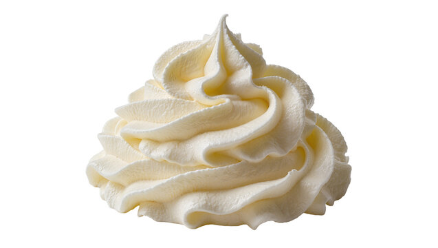 Swirl of creamy whipped topping, isolated on transparent background