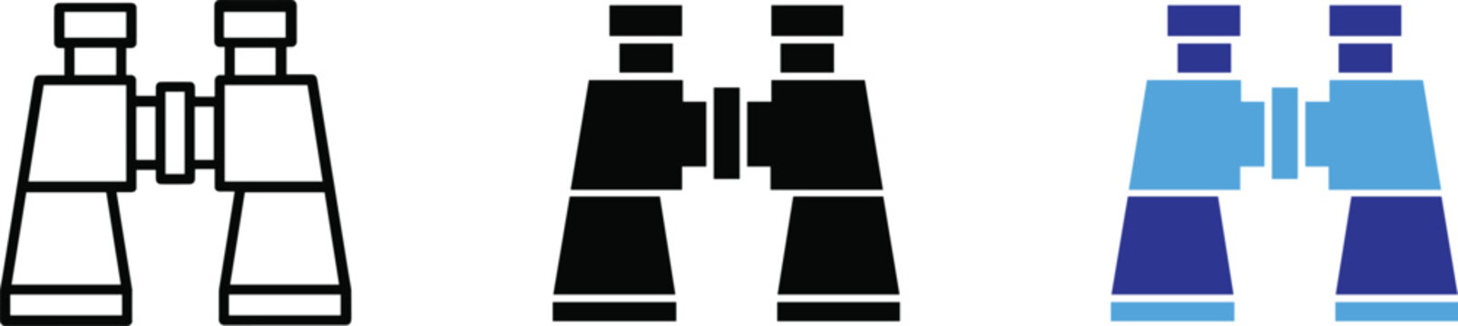 Military binoculars field glasses optical tool vector illustration icon set for scouting