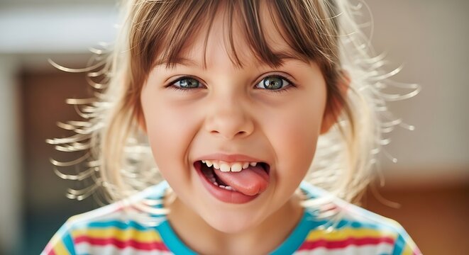 Little girl making a funny face.