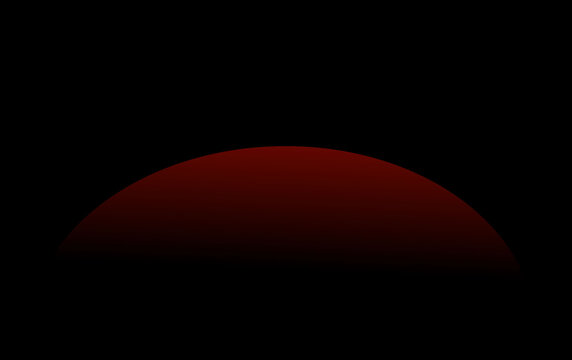 Dramatic red sunset horizon over dark landscape with glowing sky and silhouette