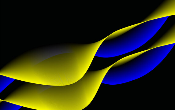 Abstract flowing wave pattern in vibrant yellow and blue gradient with dynamic light effects