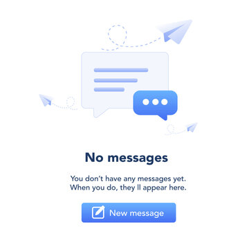 Empty messages inbox interface. vector illustration
