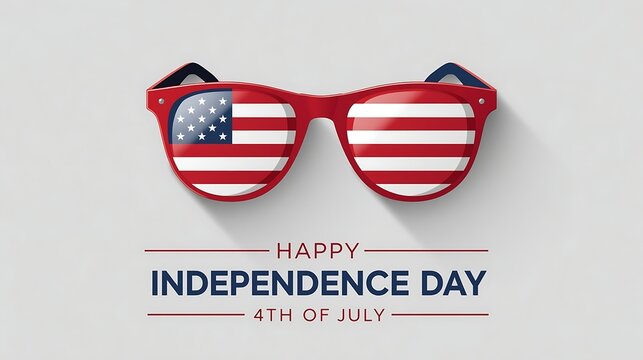 Happy Independence Day 4th of July greeting card with American flag sunglasses