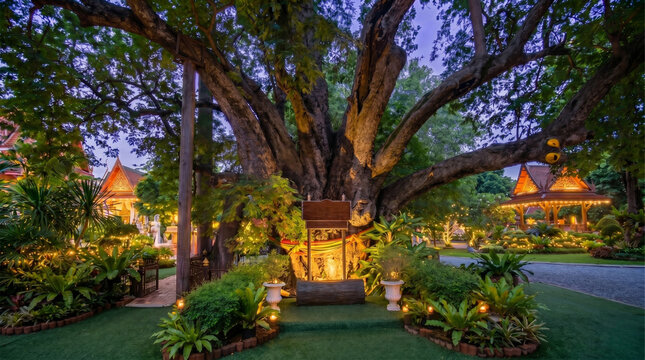 Giant Chamchuri Tree Landscape Photography Kanchanaburi Style
