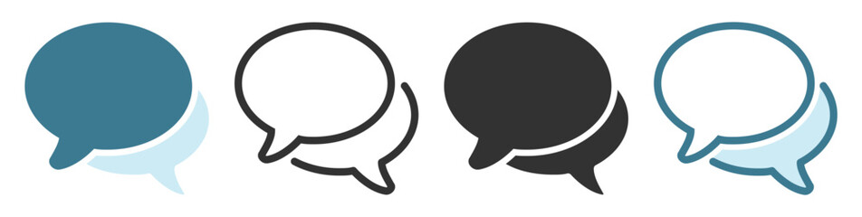 Set of silhouette speech bubbles in different styles. Communication icons for dialog and chat. © Taisiia