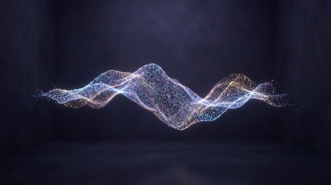 Electrocardiogram shows broken heartbeat in blue light concept. Abstract digital wave pattern with glimmering light effects.