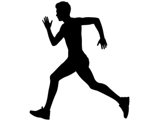 Obraz premium Running Man Silhouette, Athlete Sprinting in Motion