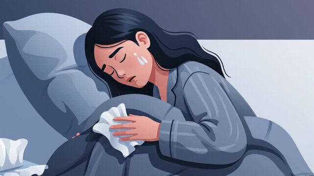 Emotional Woman Sadness Depicted In Animated Frames, Crying and Overwhelmed on Bed