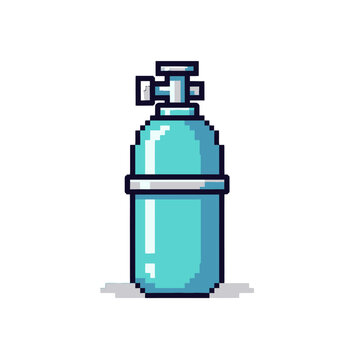 Retro pixel art water spray bottle illustration ideal for digital gaming and vintage design projects