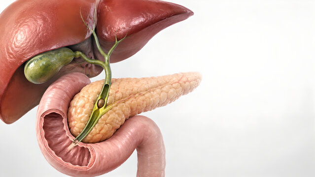 Choledocholithiasis Common Bile Duct Stone 3D Medical Illustration for Digestive Health and Patient Education