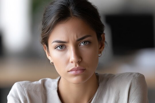 Focused Latin businesswoman working at office desk