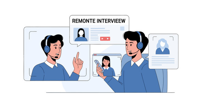 Remote Job Interviewing Concept - Virtual Recruitment Process