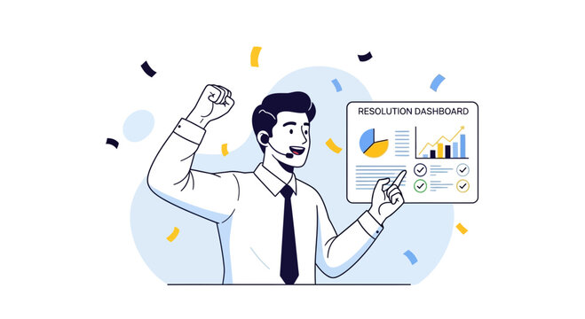 Success in Analytics: Man with Fist Pump and Dashboard
