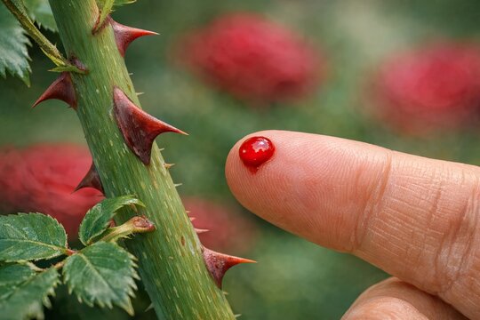 A close-up of a human finger with a small red bug clinging to it, great for use in scientific or medical illustrations