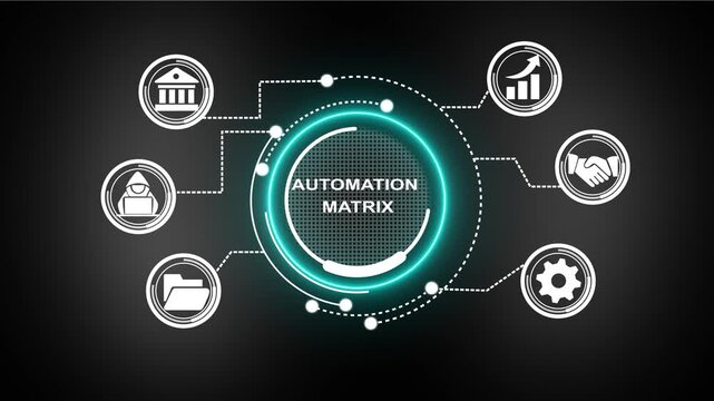 Automation Matrix, Six sigma, quality control and manufacturing process management concept. workflow by eliminating non-value-added activities and continuously improving processes.