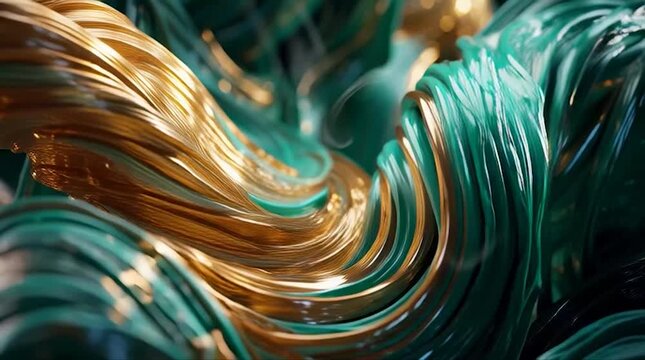Abstract swirling green gold patterns.
