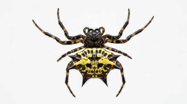 Colorful Spiny Orb Weaver Spider Displayed on White Background