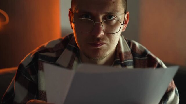 The student reads information in the evening and prepares for the exam.