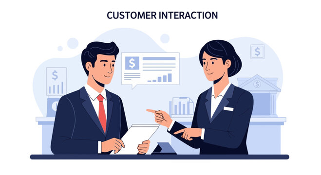 Business Meeting: Customer Interaction & Financial Consultation