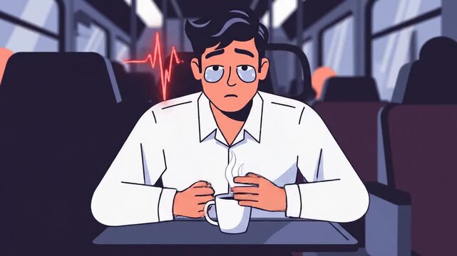 Frustrated Traveler Experiencing Intense Headache And Stress While Commuting By Train