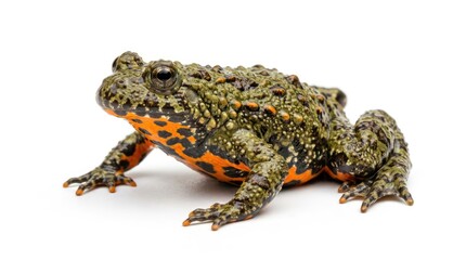 Fototapeta premium Warty Green Toad Resting on White Studio Background