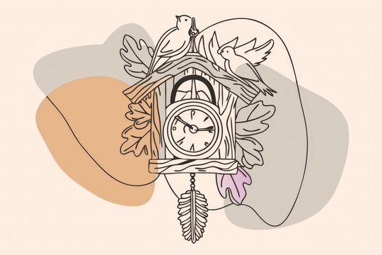 Birdhouse with Clock and Birds