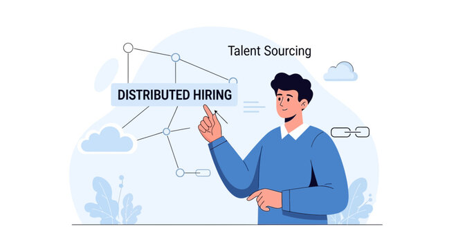 Distributed Hiring Talent Sourcing Concept - Business and HR Strategy