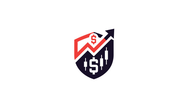 Financial market growth icon, rising stock trends, business investment graphic symbol
