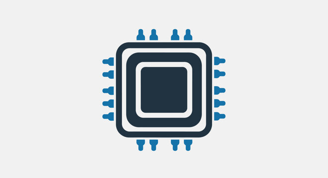 Minimalist representation of a central processing unit chip on a neutral background design