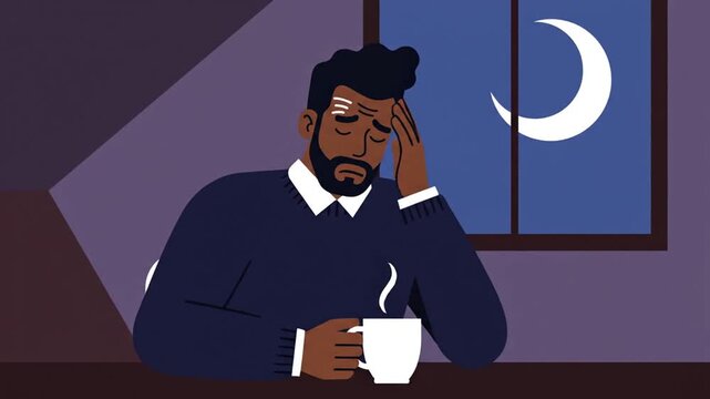 Man In Dark Room Expressing Sadness Or Discomfort While Contemplating At Night