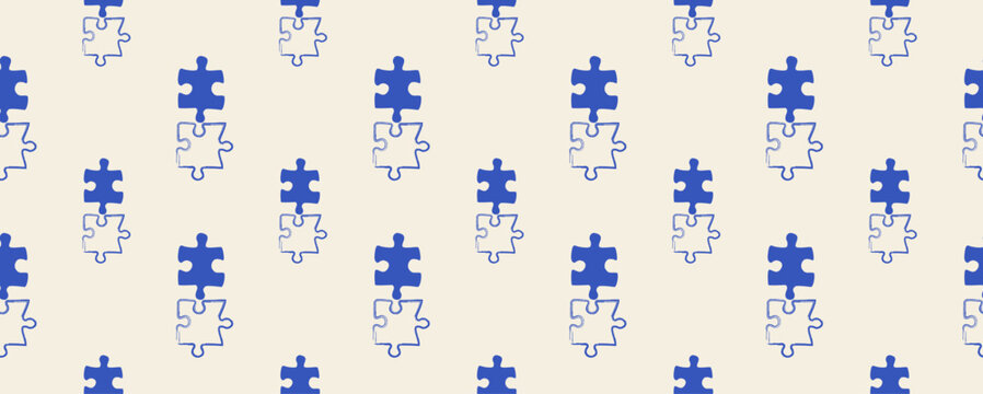 Seamless pattern with jigsaw puzzles. Modern design. 