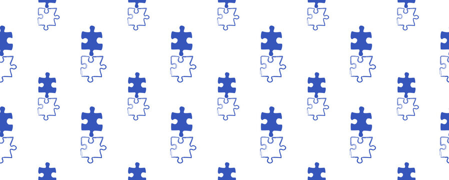 Seamless pattern with jigsaw puzzles. Modern design. 