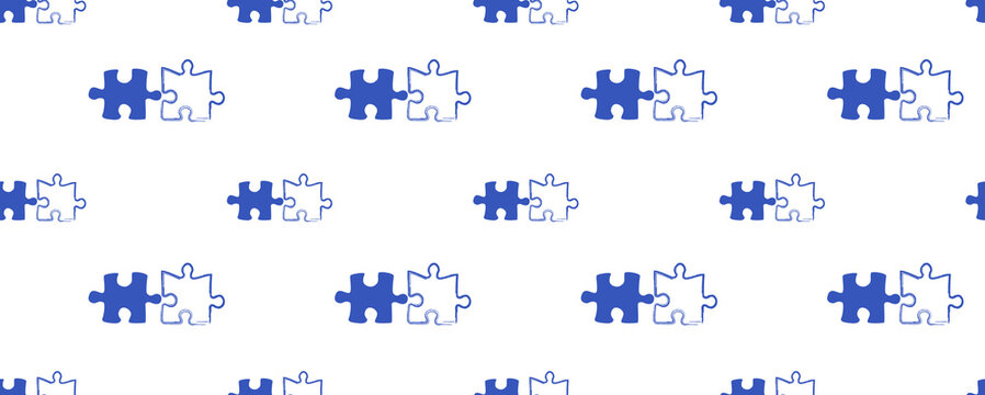 Seamless pattern with jigsaw puzzles. Modern design. 