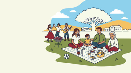 Obraz premium Diverse Family Having a Fun Outdoor Picnic and Gathering.