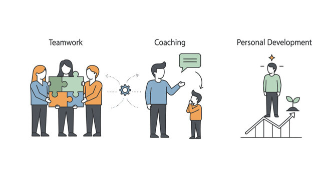 People working together on business project with teamwork and coaching for personal development