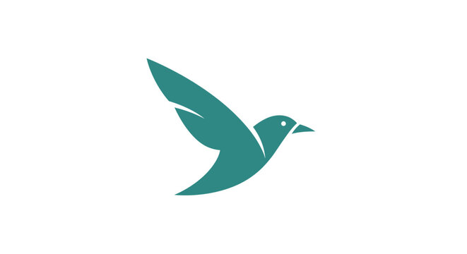 Minimalist bird logo design in teal, perfect for branding, business, and nature concepts