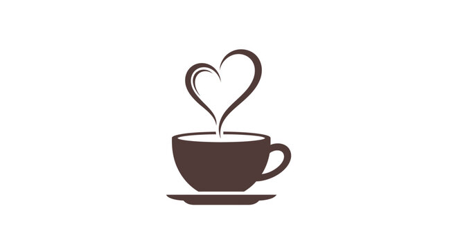 A cup of coffee with a heart-shaped steam expressing affection for warm drinks