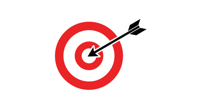 Arrow hitting the bullseye in a red target representing business success and goals